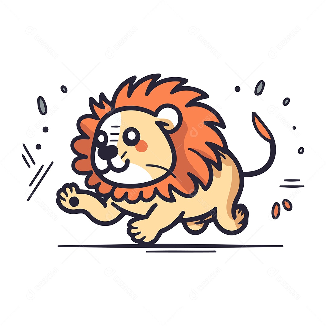 Leão de Desenho Animado Ilustração Vetor EPS