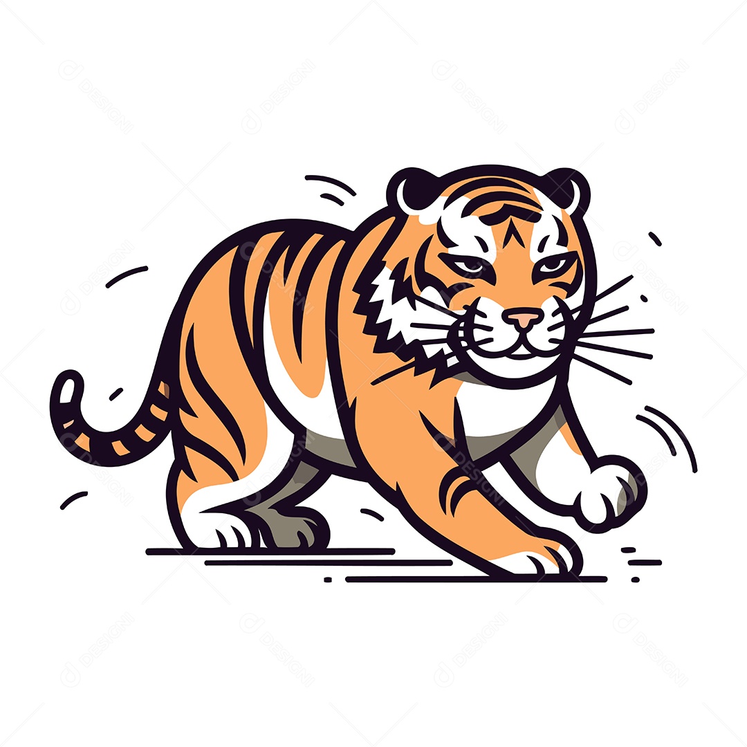 Tigre de Desenho Animado Ilustração Vetor EPS