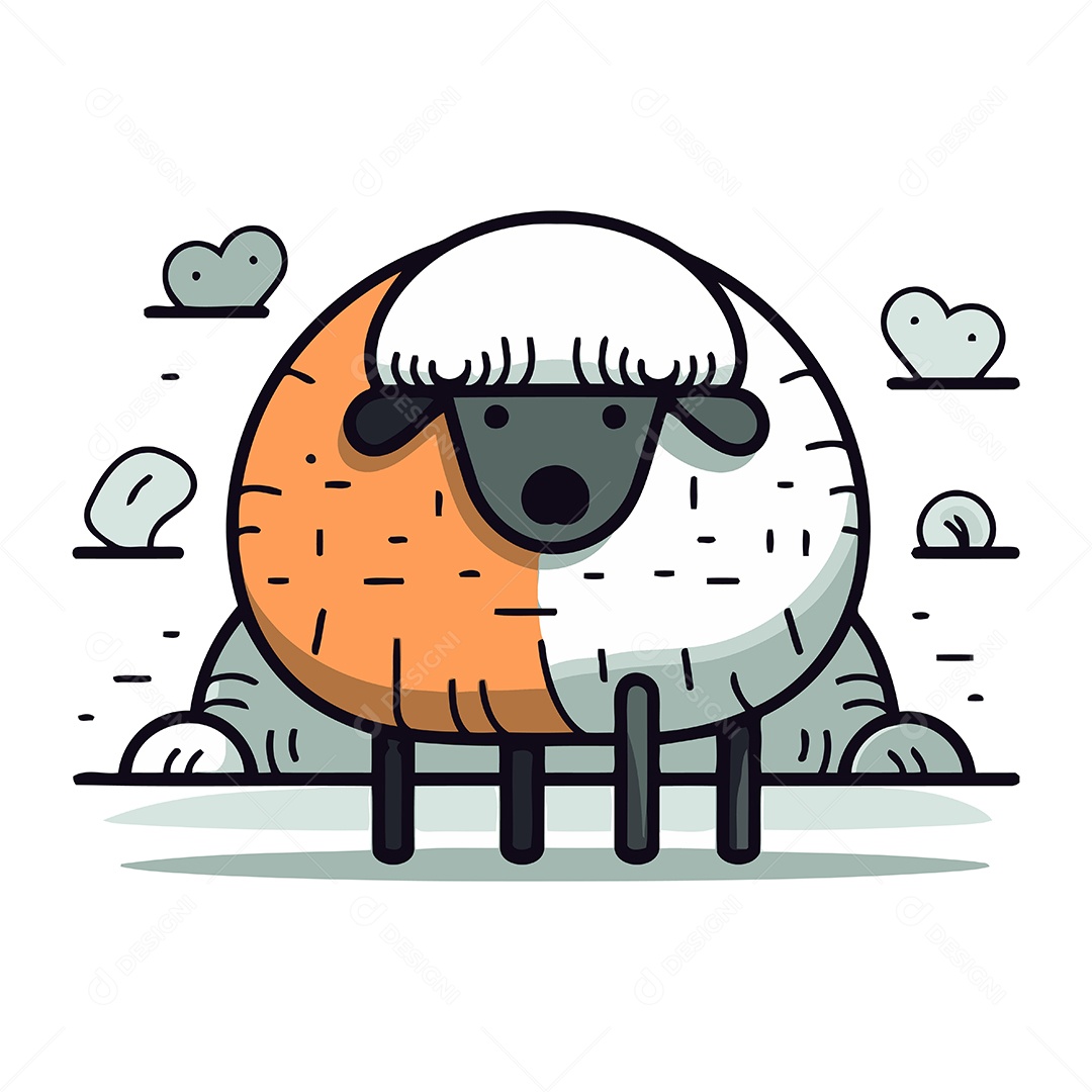 Ovelha de Desenho Animado Ilustração Vetor EPS
