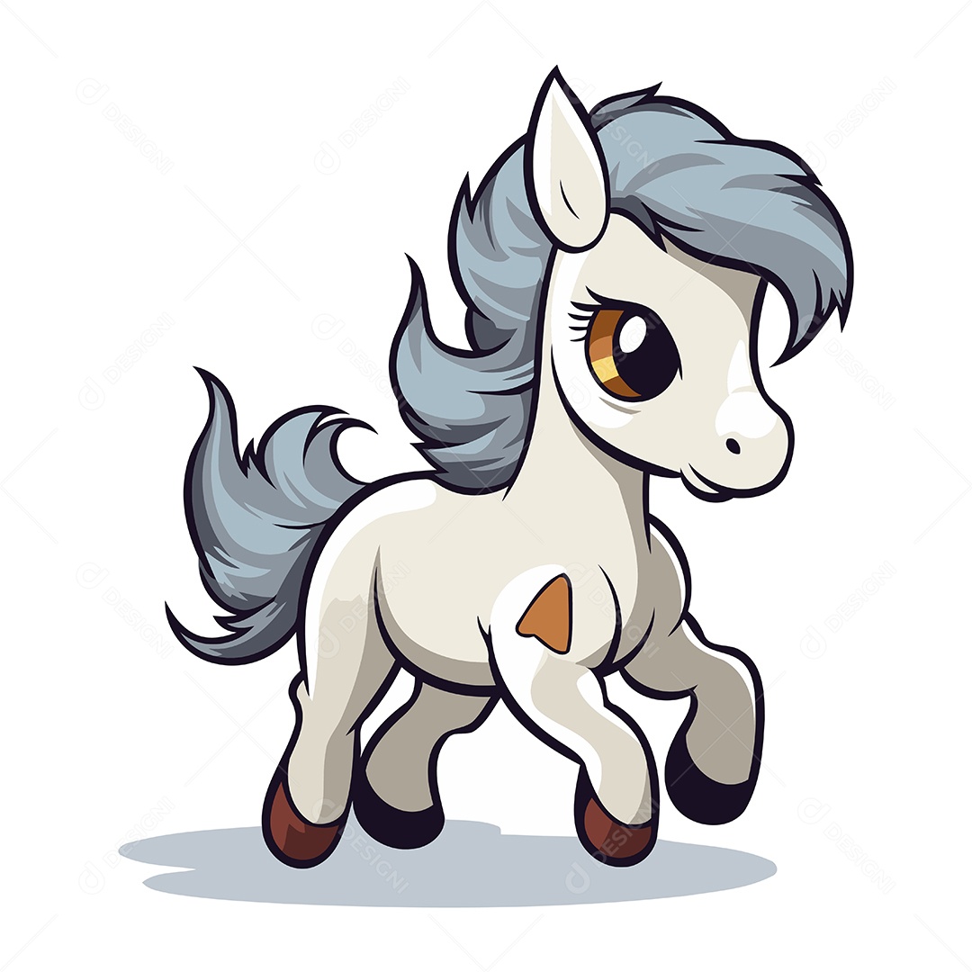 Pônei Fofo de Desenho Animado Ilustração Vetor EPS