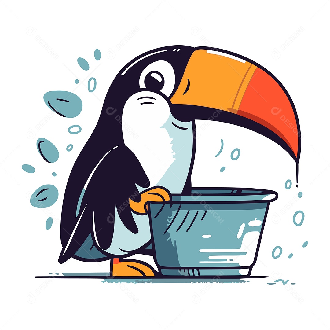 Tucano com um Balde Ilustração Vetor EPS