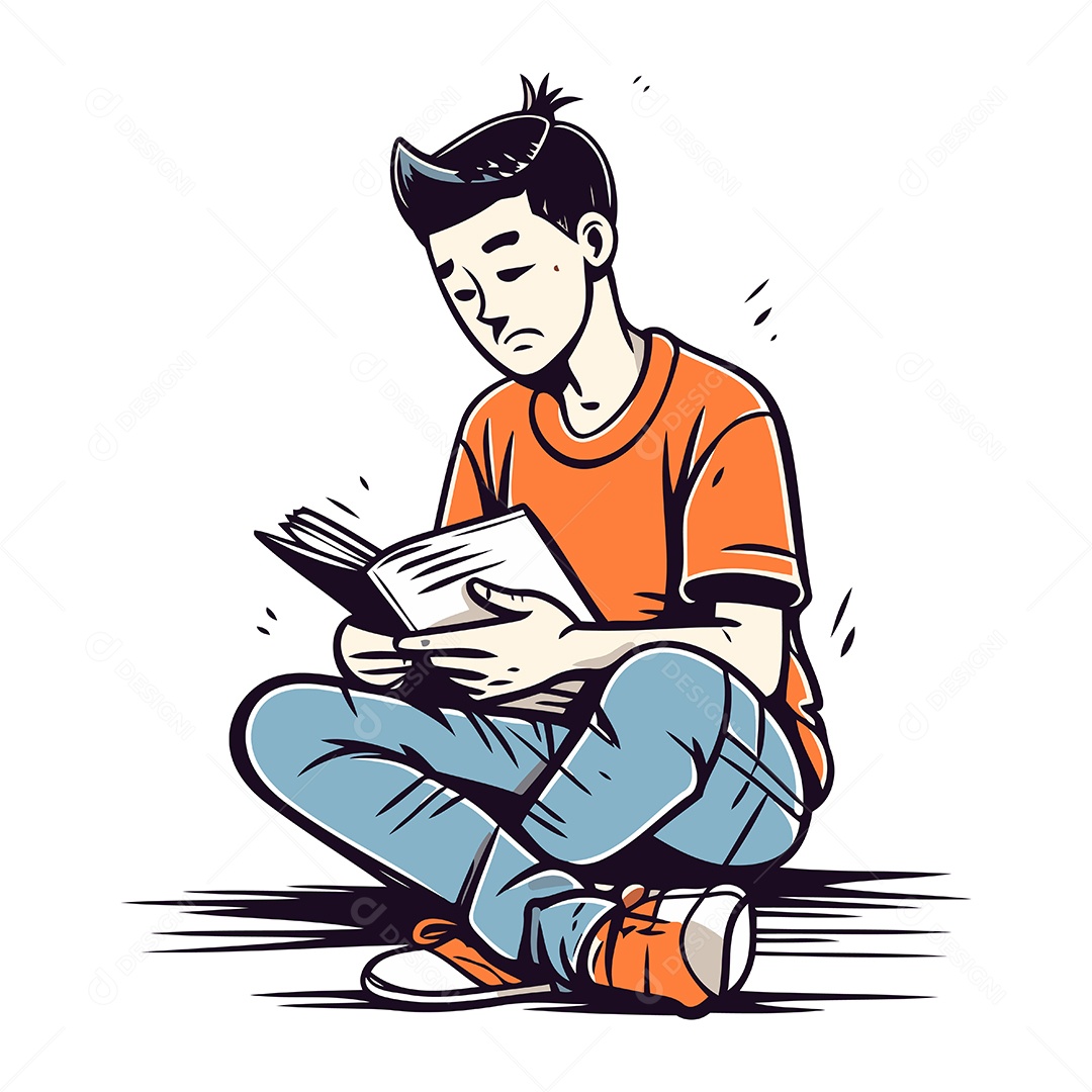 Homem Lendo um Livro Ilustração Vetor EPS