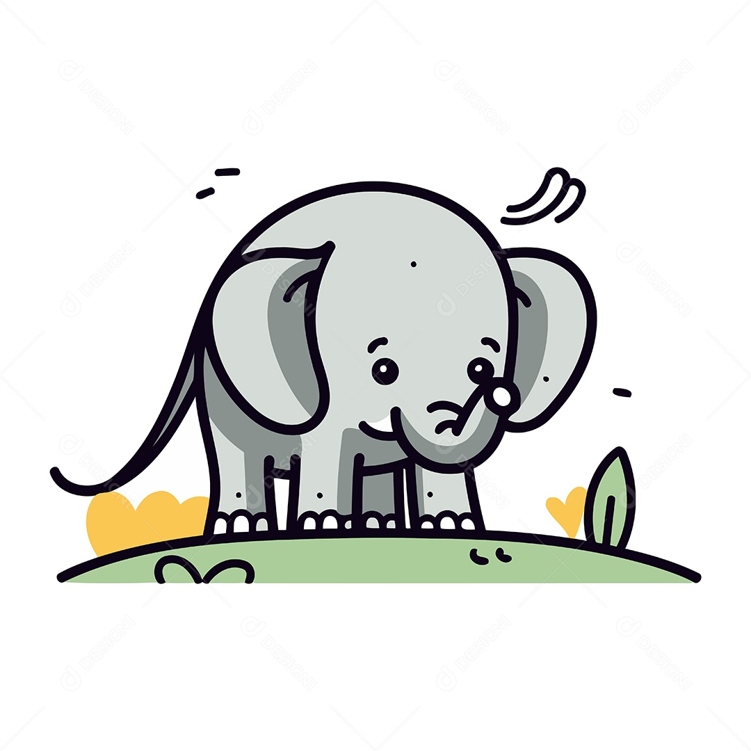 Elefante de Desenho Animado Ilustração Vetor EPS