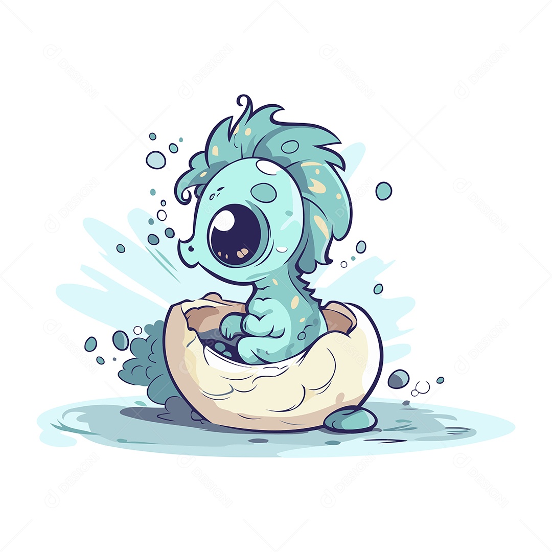 Cavalo Marinho em uma Concha Ilustração Vetor EPS
