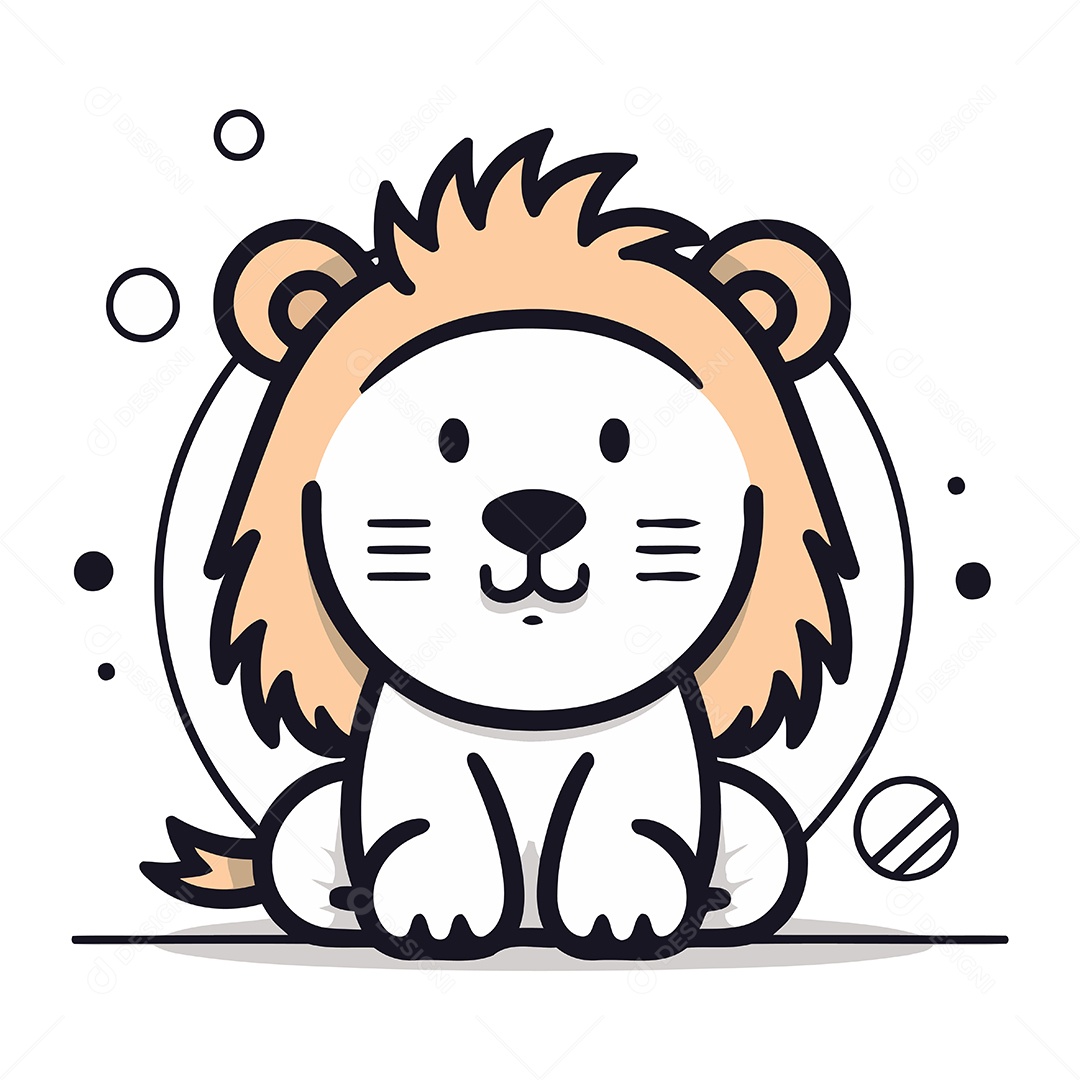 Leão de Desenho Animado Ilustração Vetor EPS