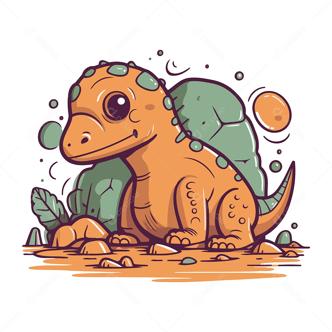 Dinossauro de Desenho Animado Ilustração Vetor EPS