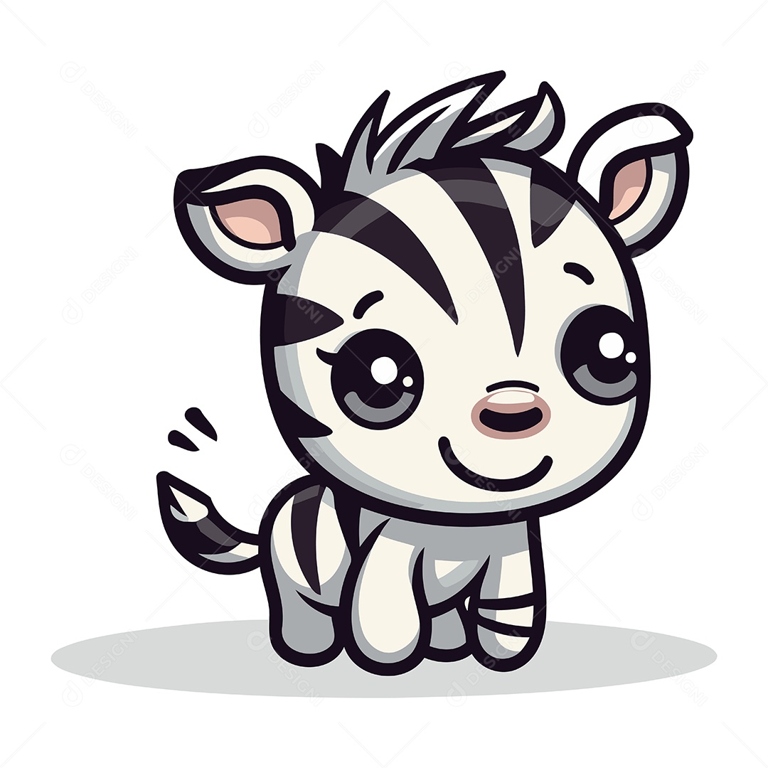 Zebra Fofa de Desenho Animado Ilustração Vetor EPS
