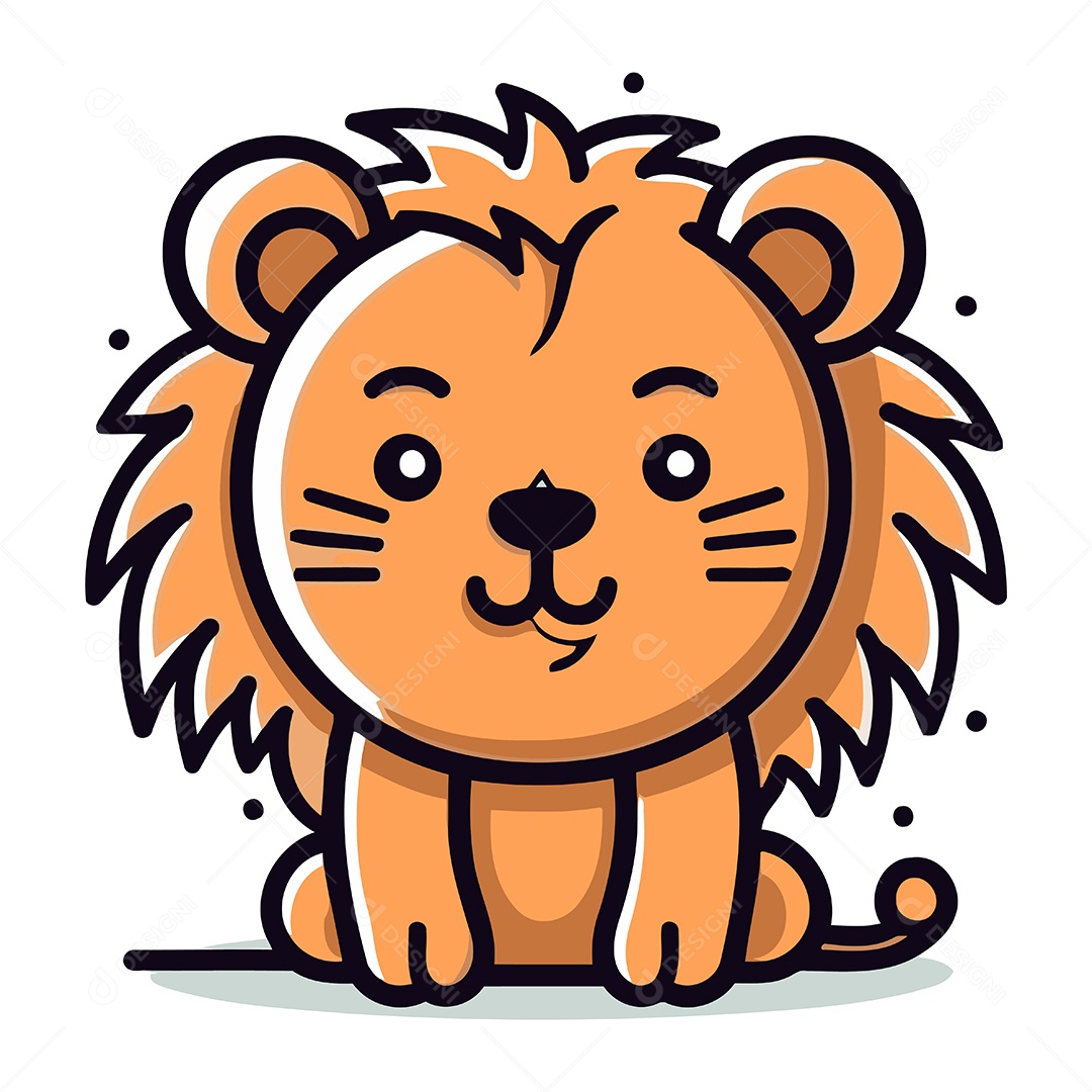 Leão de Desenho Animado Ilustração Vetor EPS