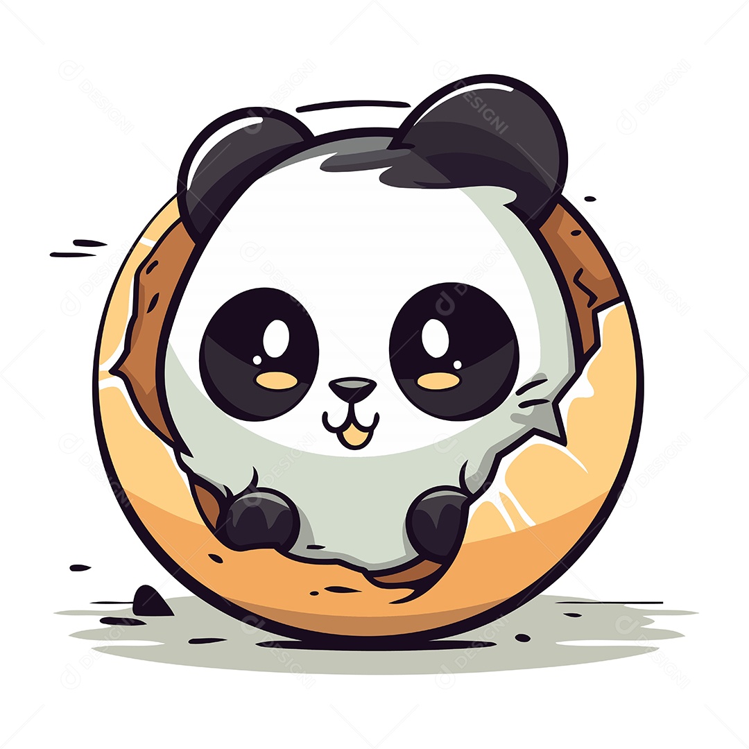 Urso Panda Fofo de Desenho Animado Ilustração Vetor EPS