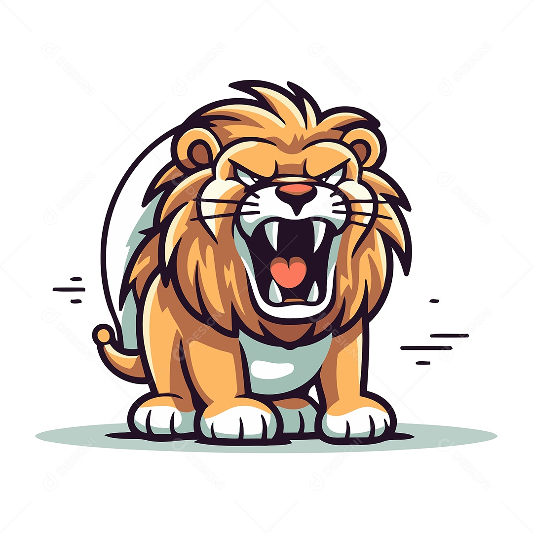 Leão de Desenho Animado Ilustração Vetor EPS