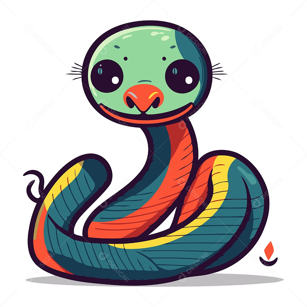 Cobra Fofa de Desenho Animado Ilustração Vetor EPS