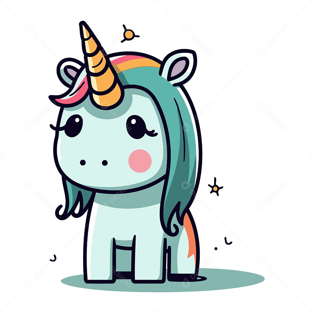 Unicórnio de Desenho Animado Ilustração Vetor EPS