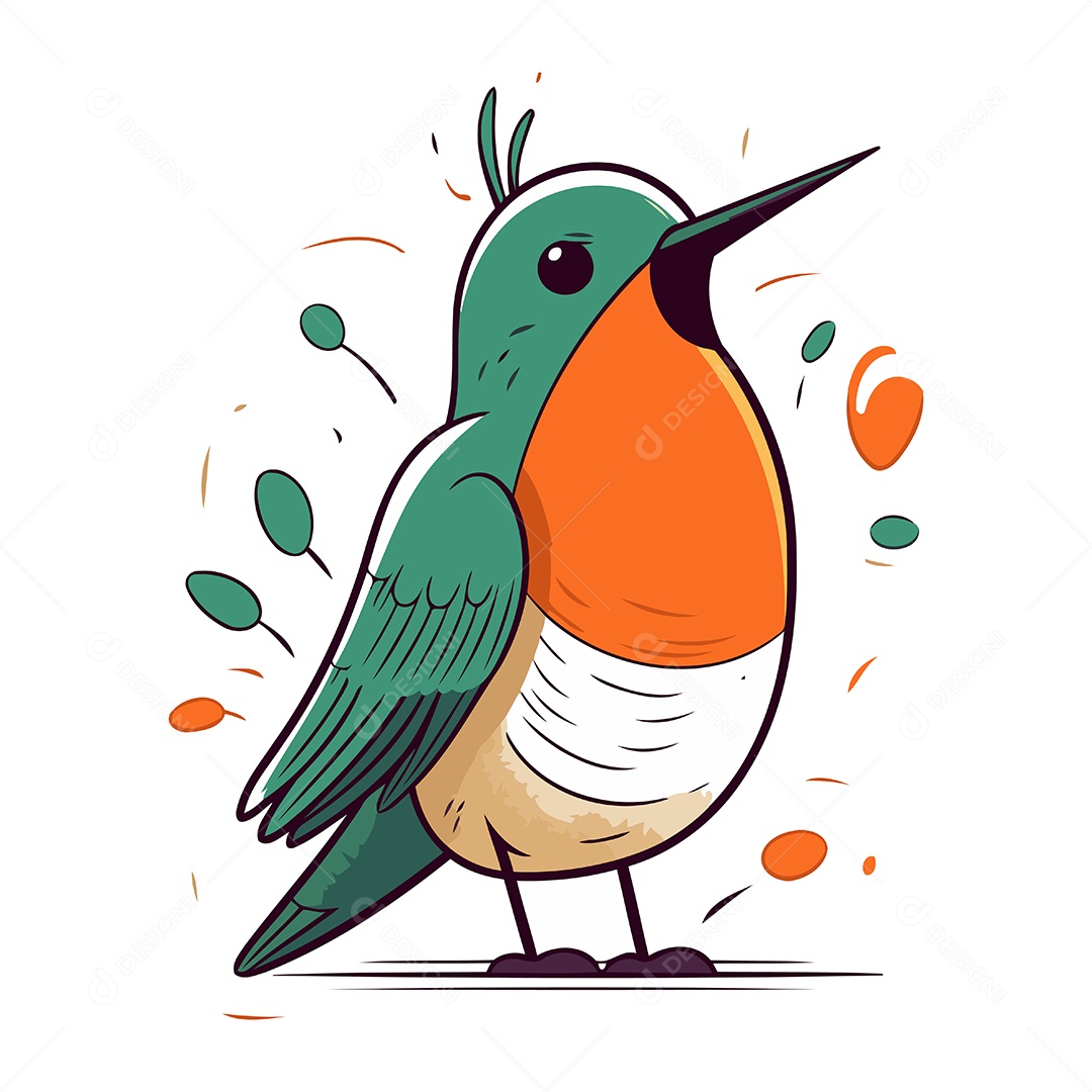 Beija Flor de Desenho Animado Ilustração Vetor EPS