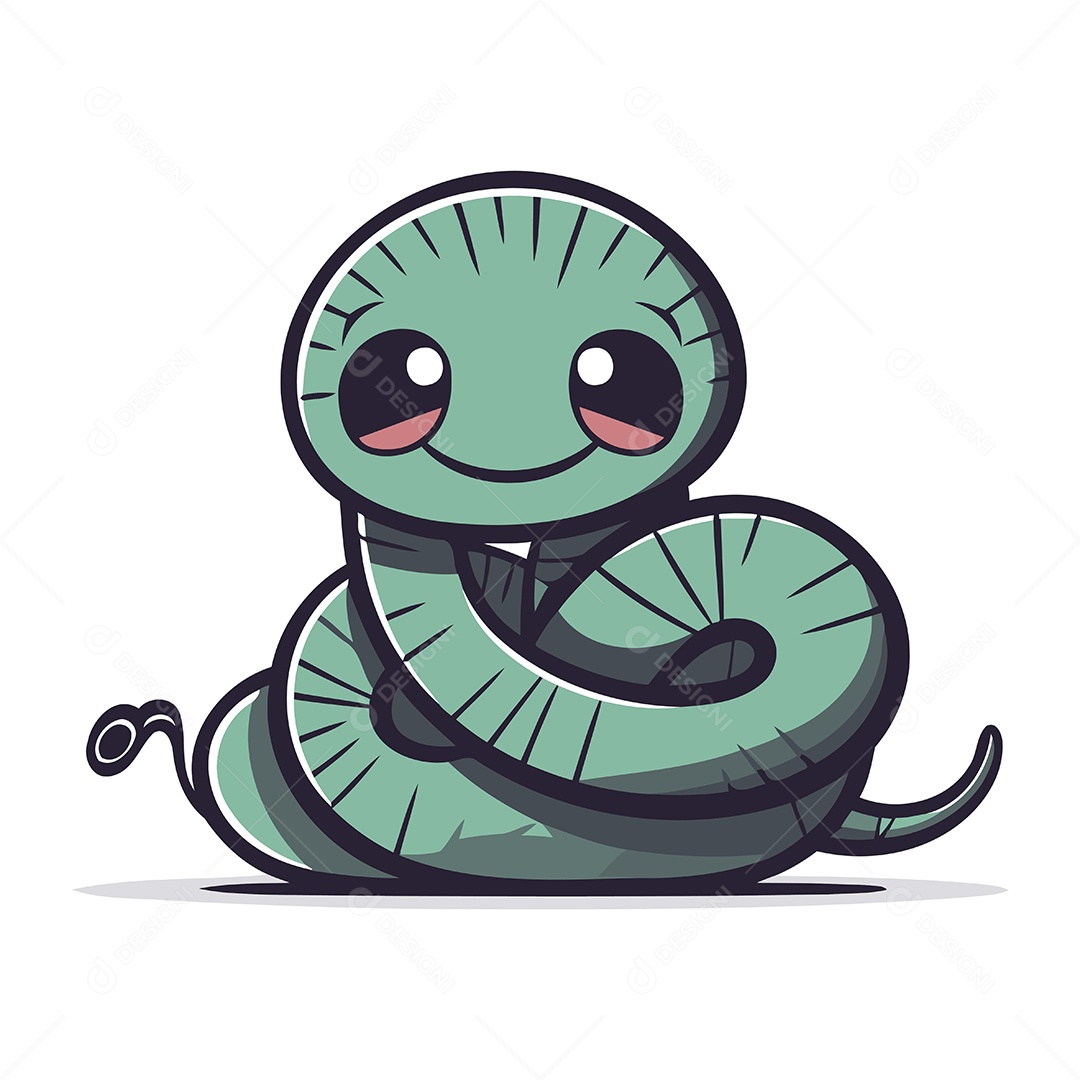 Cobra Fofa de Desenho Animado Ilustração Vetor EPS