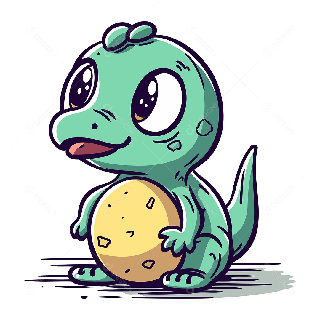 Lagarto Fofo de Desenho Animado Ilustração Vetor EPS