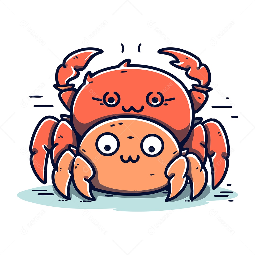Caranguejos Fofo de Desenho Animado Ilustração Vetor EPS