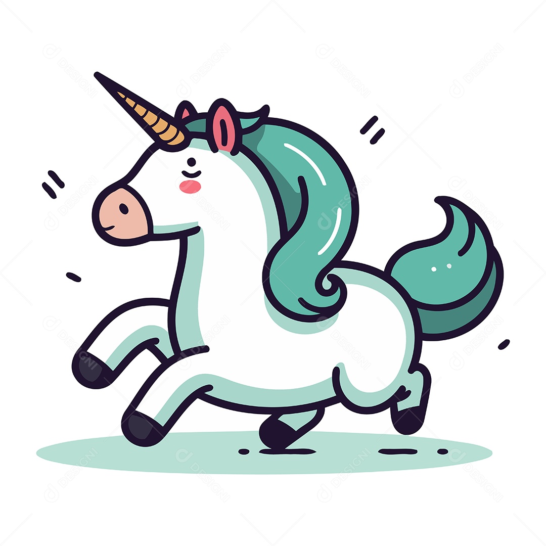 Unicórnio de Desenho Animado Ilustração Vetor EPS