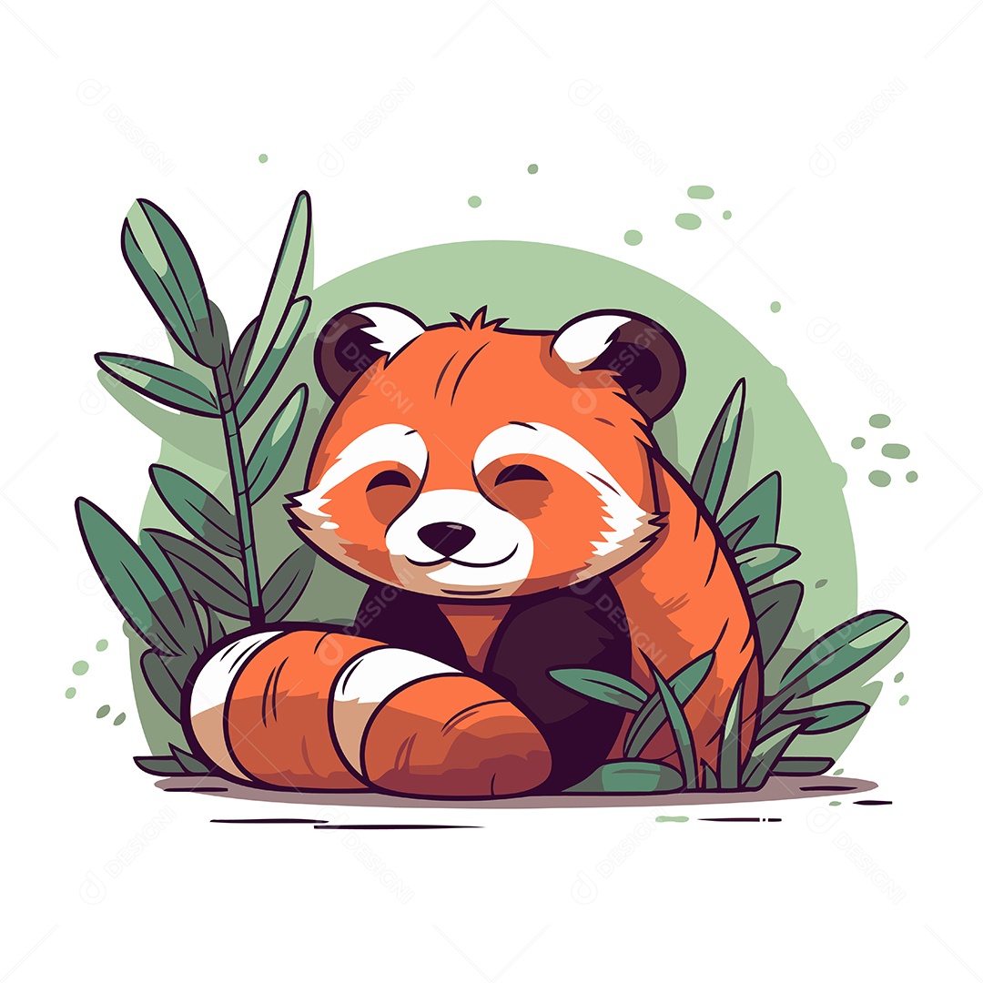 Panda Vermelho Fofo de Desenho Animado Ilustração Vetor EPS