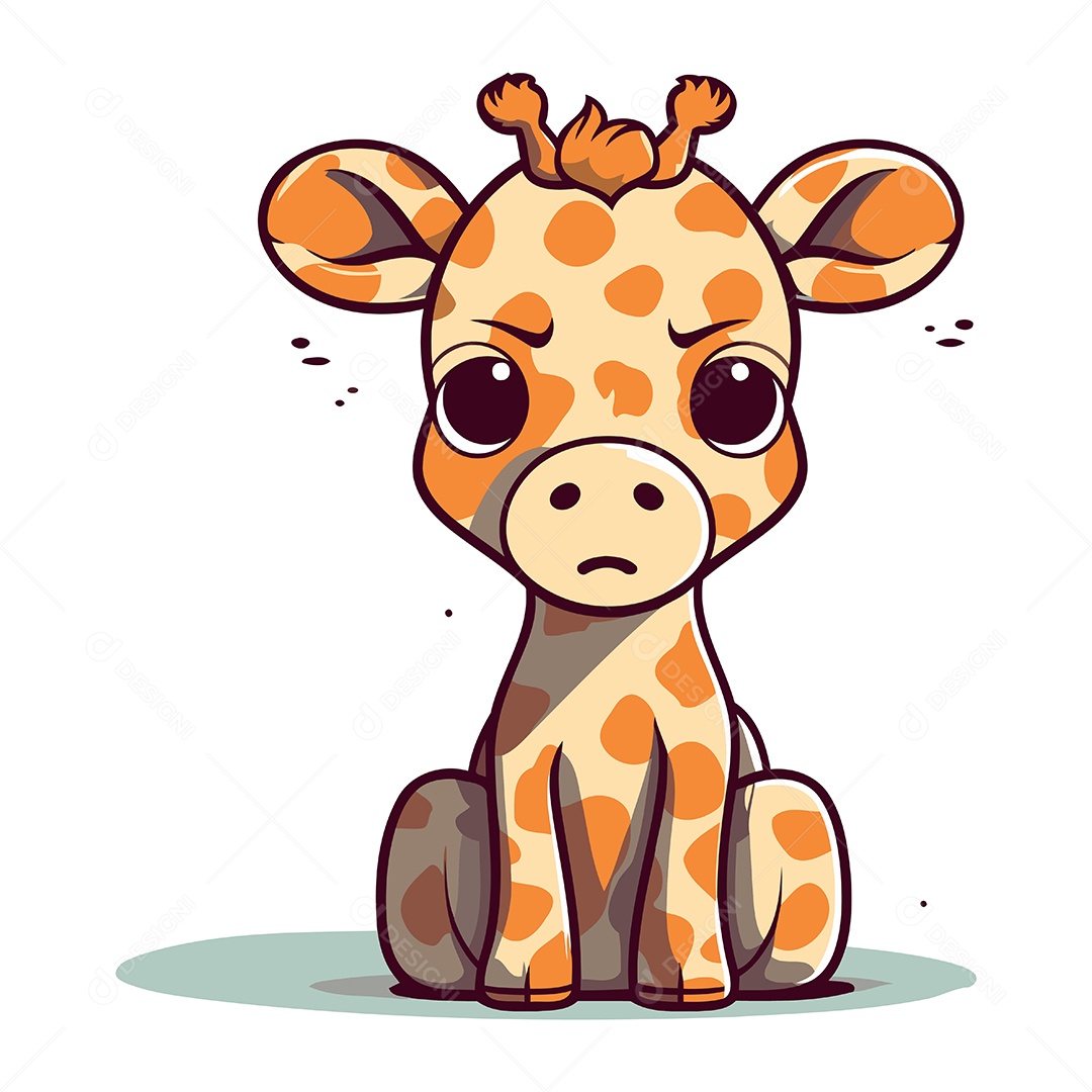 Girafa Fofa de Desenho Animado Ilustração Vetor EPS