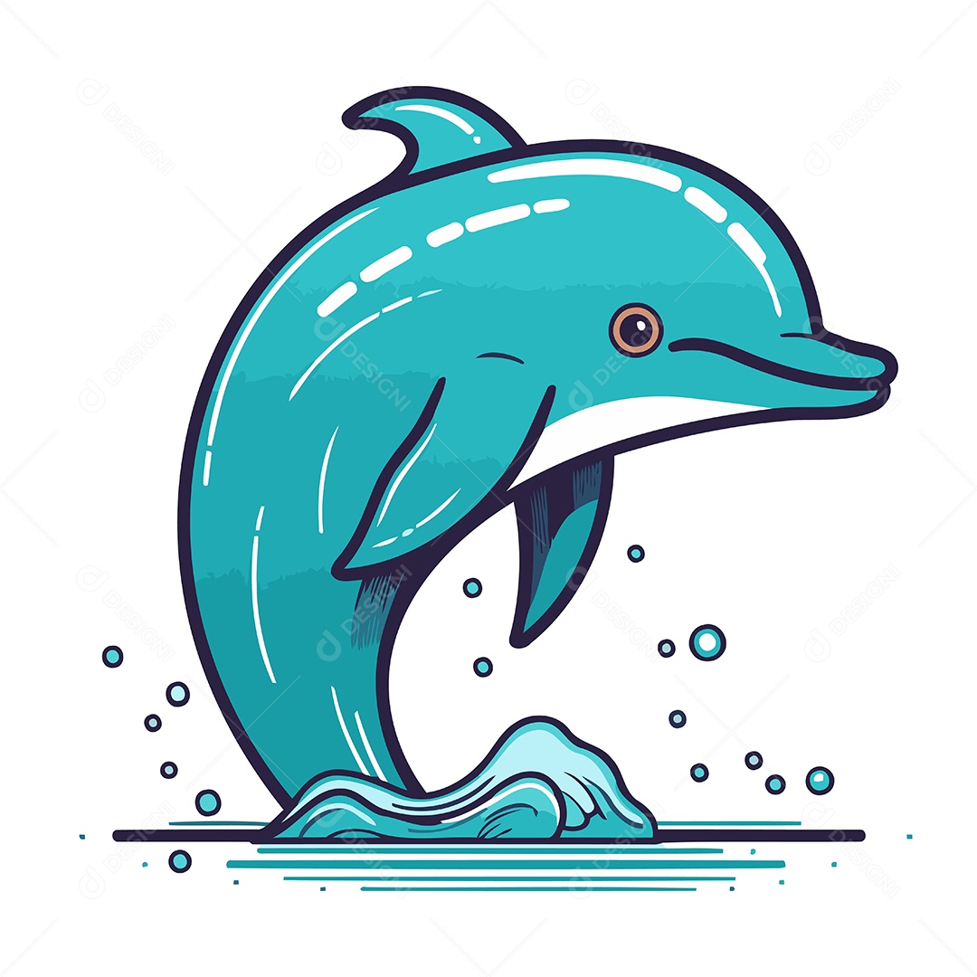 Golfinho de Desenho Animado Ilustração Vetor EPS