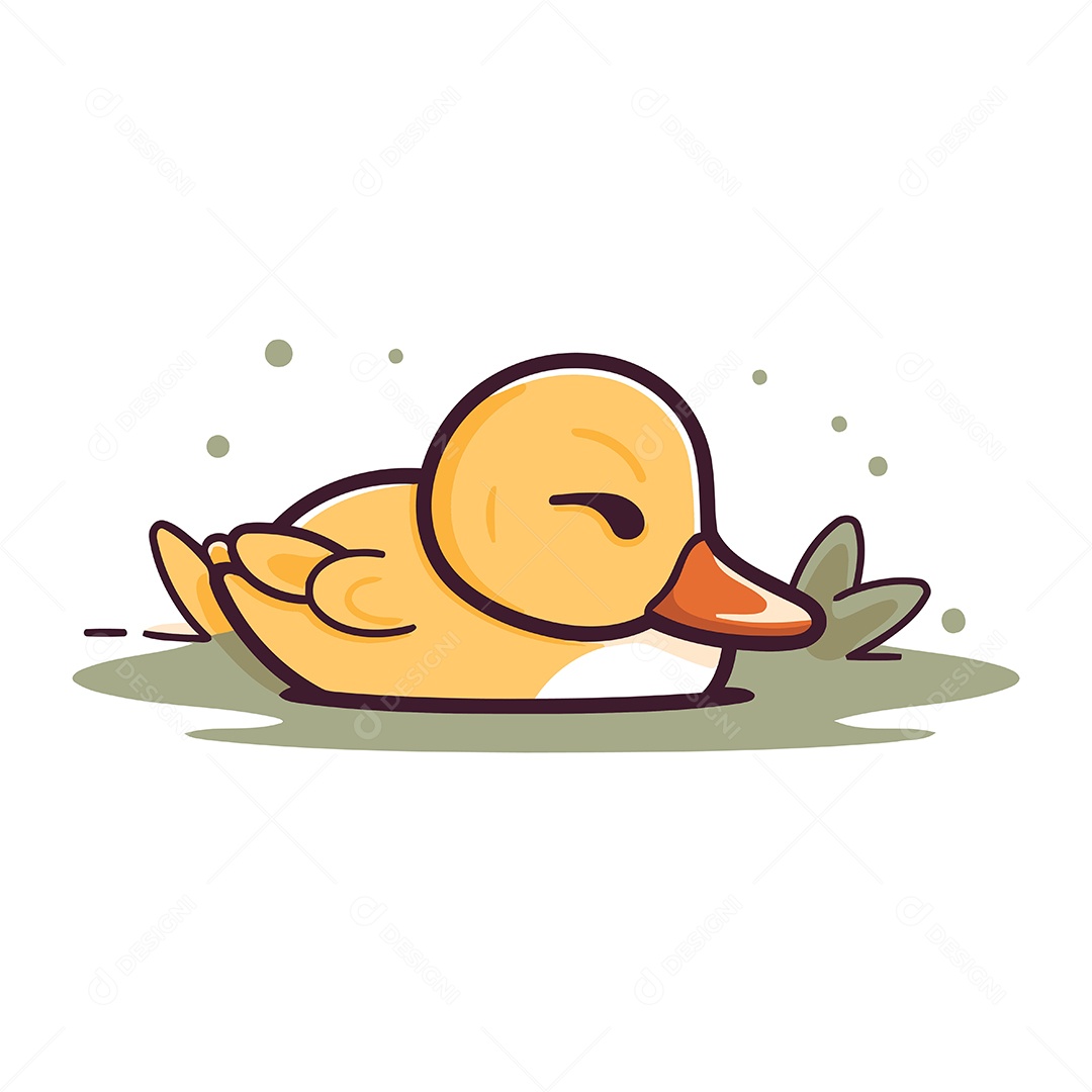 Patinho Fofo de Desenho Animado Ilustração Vetor EPS