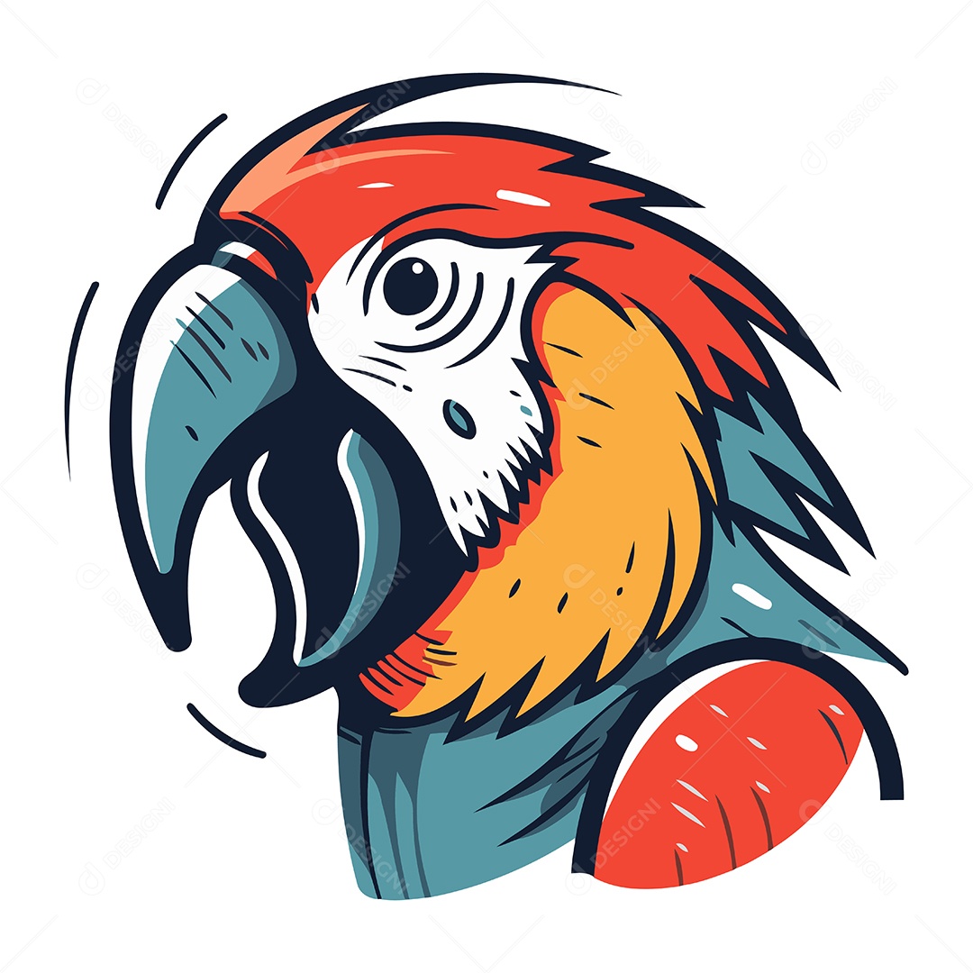 Cabeça de Papagaio Desenho Animado Ilustração Vetor EPS