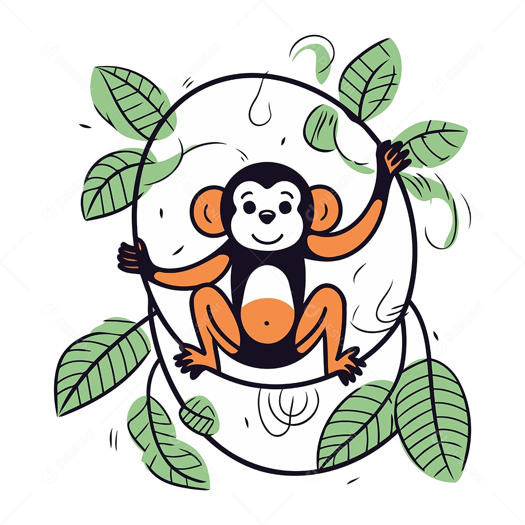 Macaco de Desenho Animado Ilustração Vetor EPS