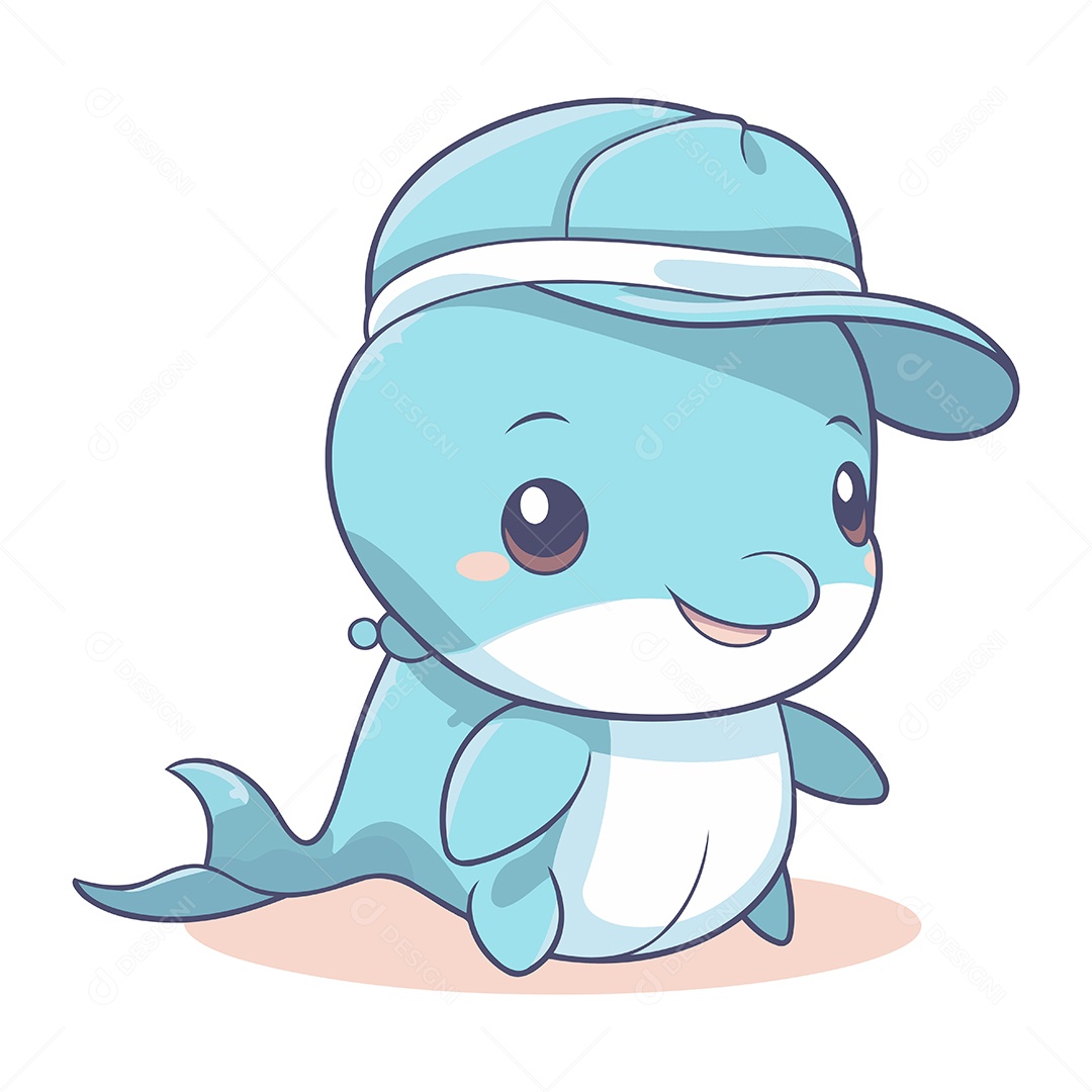 Filhote de Baleia Desenho Animado Ilustração Vetor EPS