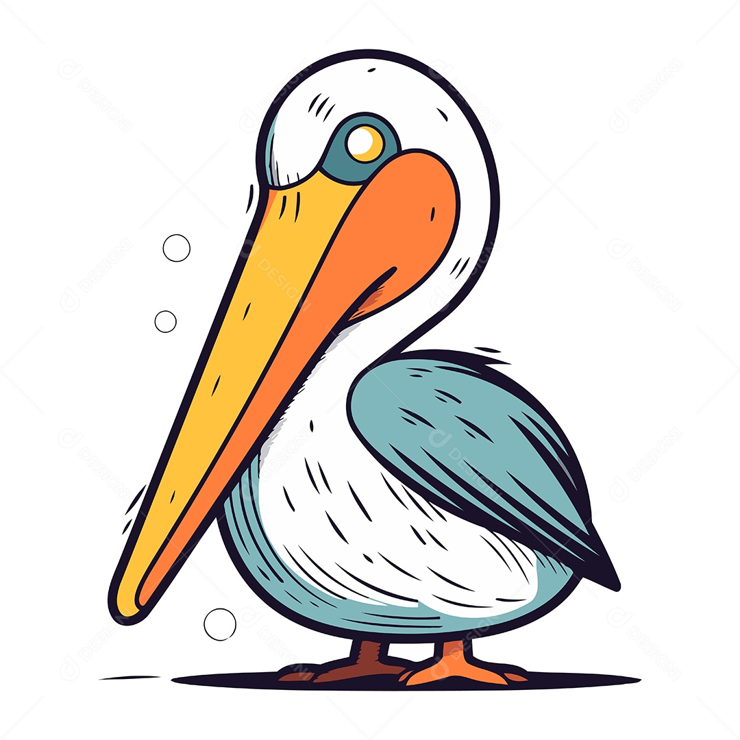 Pelicano de Desenho Animado Ilustração Vetor EPS