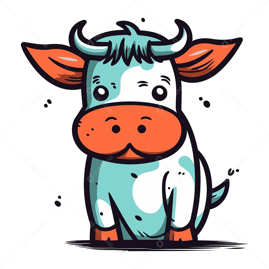 Vaca de Desenho Animado Ilustração Vetor EPS