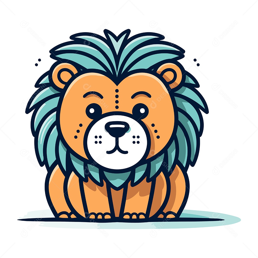 Leão de Desenho Animado Ilustração Vetor EPS