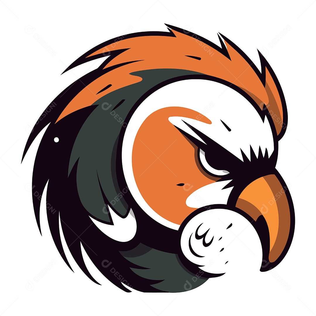 Cabeça de Pássaro Desenho Animado Ilustração Vetor EPS