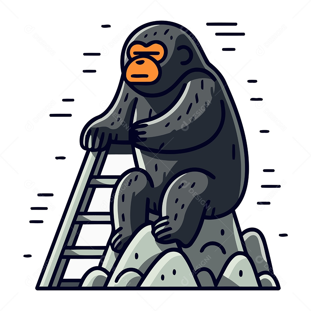 Gorila em uma Escada Ilustração Vetor EPS