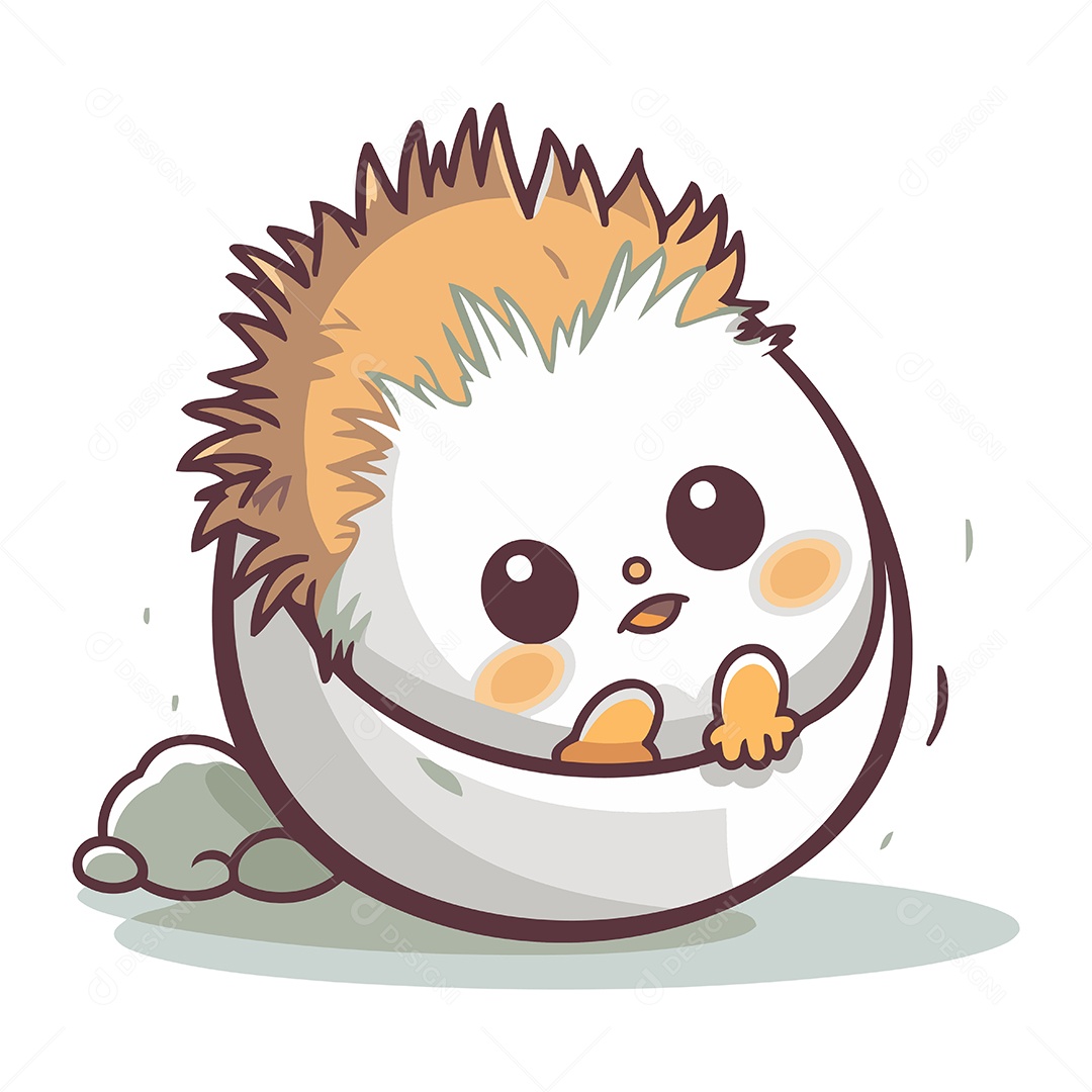 Ouriço Fofo de Desenho Animado Ilustração Vetor EPS