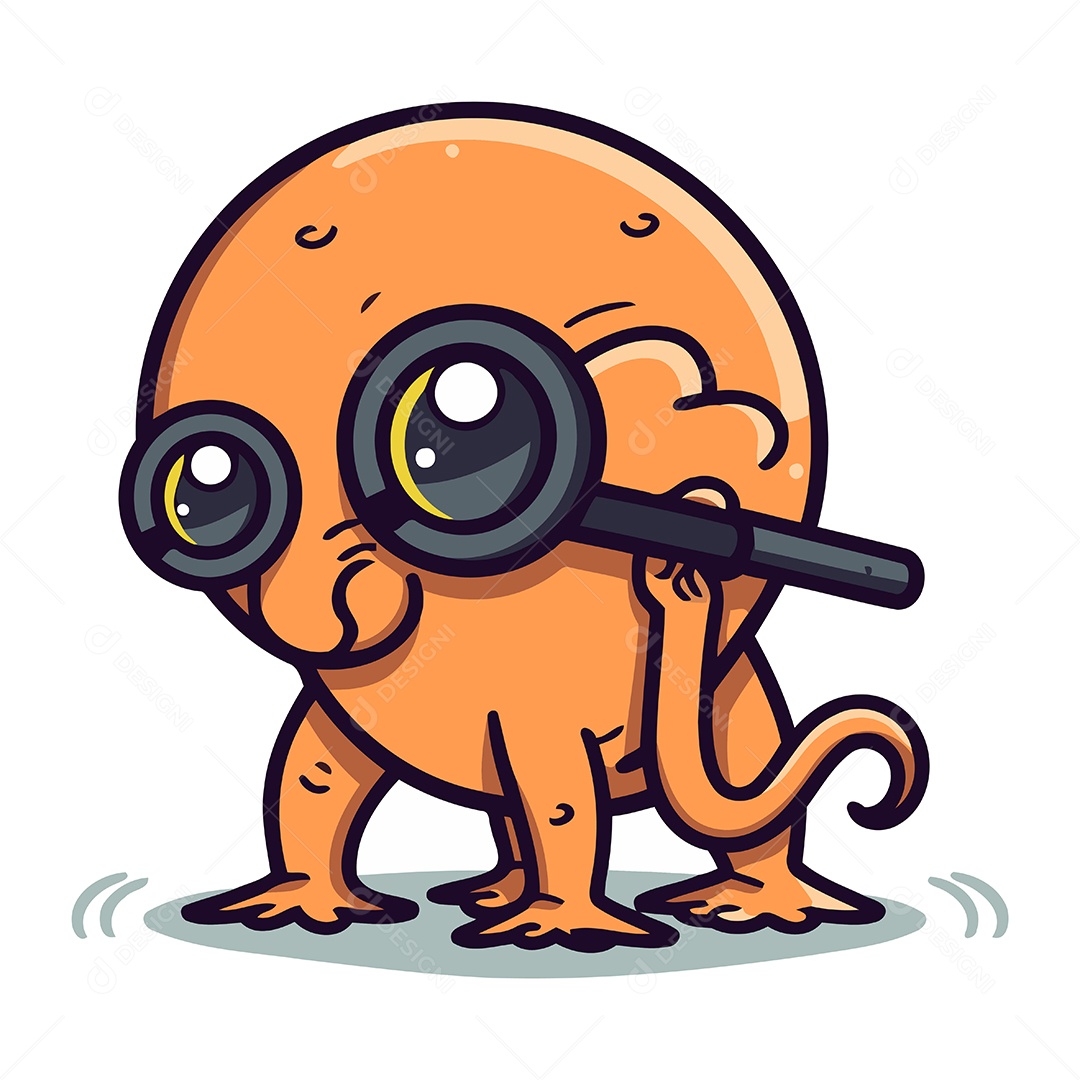 Polvo de Desenho Animado com Lupa Ilustração Vetor EPS