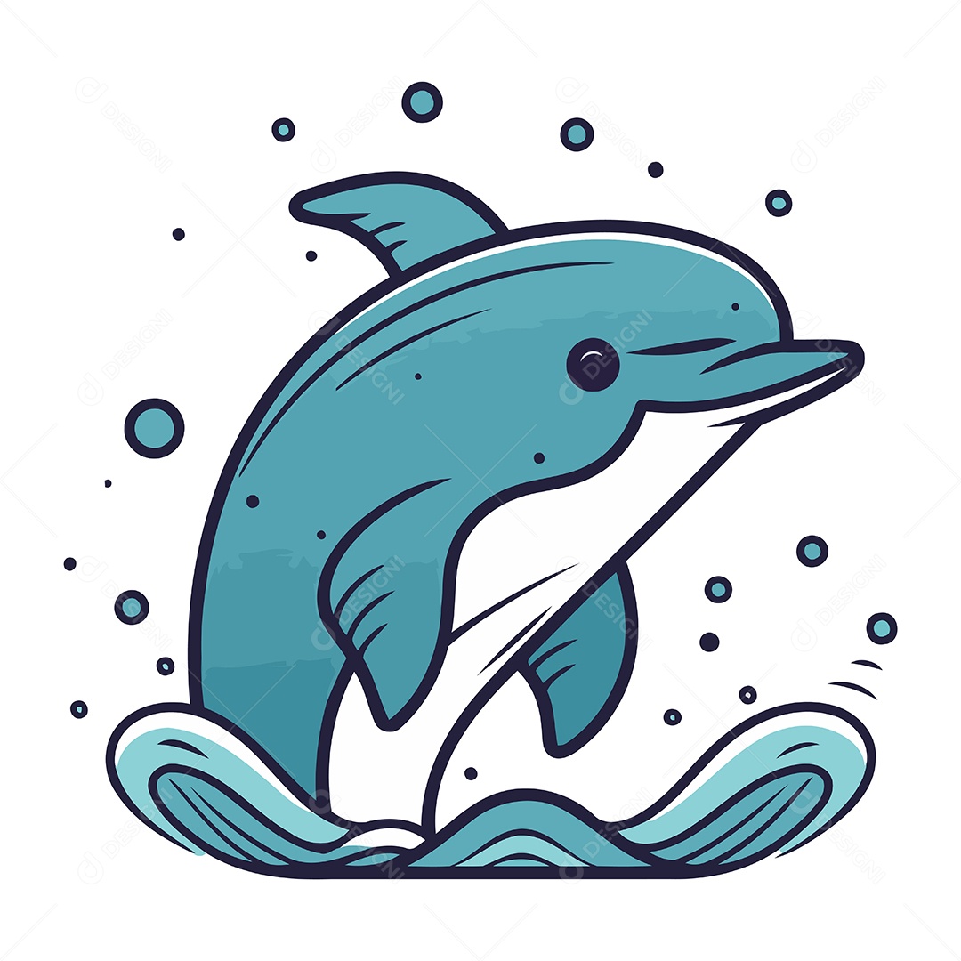 Golfinho de Desenho Animado Ilustração Vetor EPS
