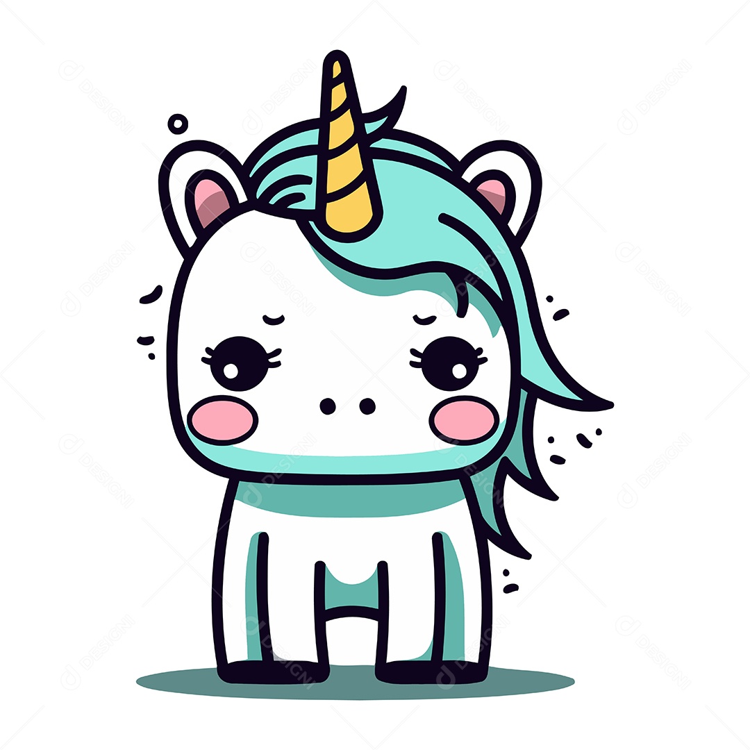 Unicórnio de Desenho Animado Ilustração Vetor EPS