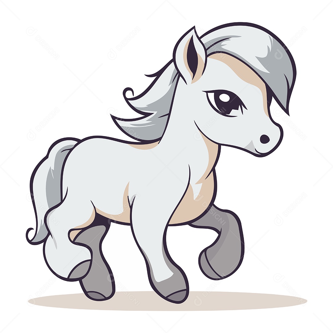Cavalo Fofo de Desenho Animado Ilustração Vetor EPS