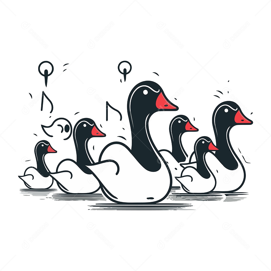 Patos de Desenho Animado Ilustração Vetor EPS