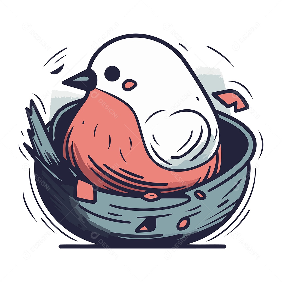 Passarinho Fofo em um Ninho Ilustração Vetor EPS