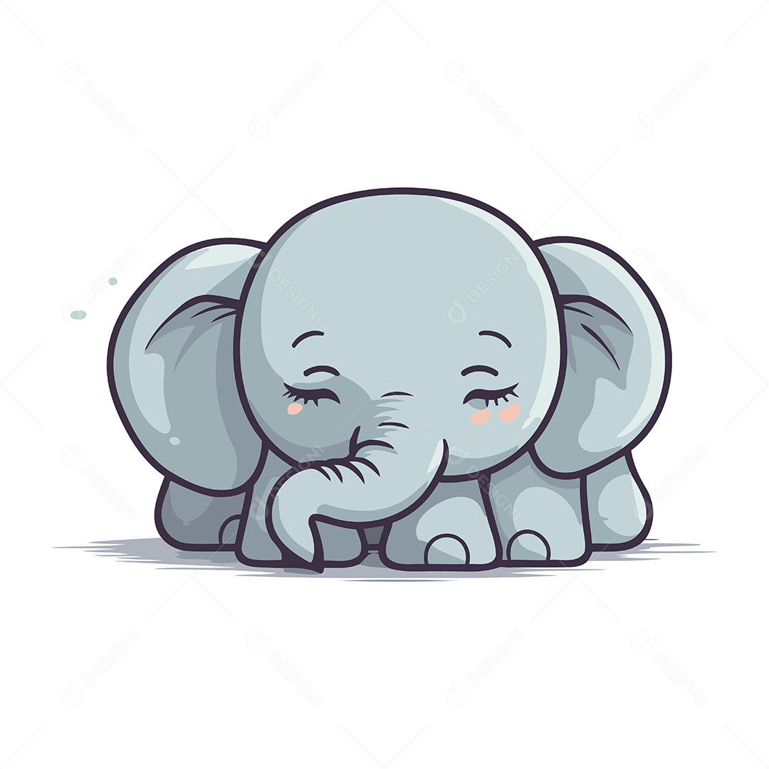 Elefante Bonito de Desenho Animado Ilustração Vetor EPS