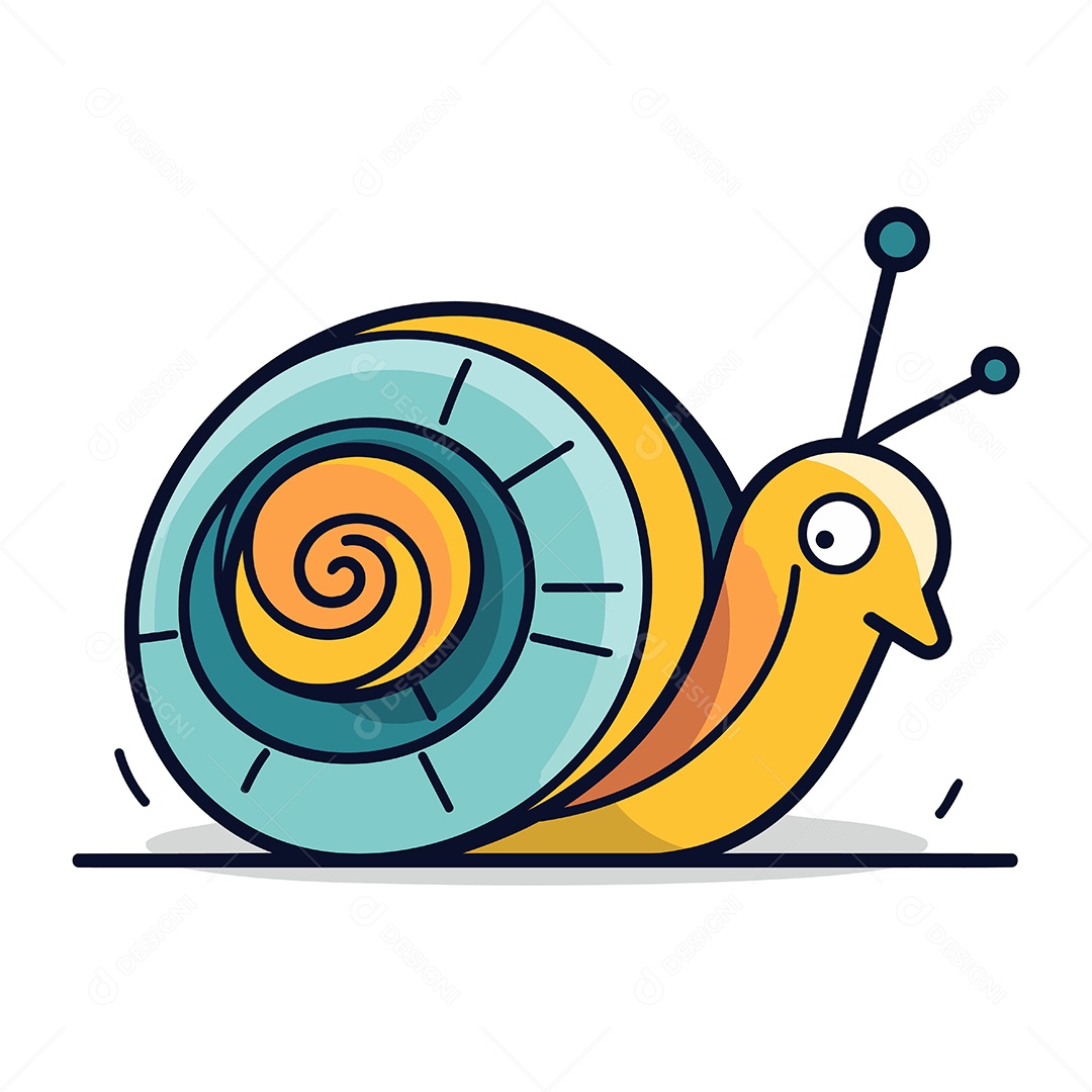 Caracol Fofo de Desenho Animado Ilustração Vetor EPS