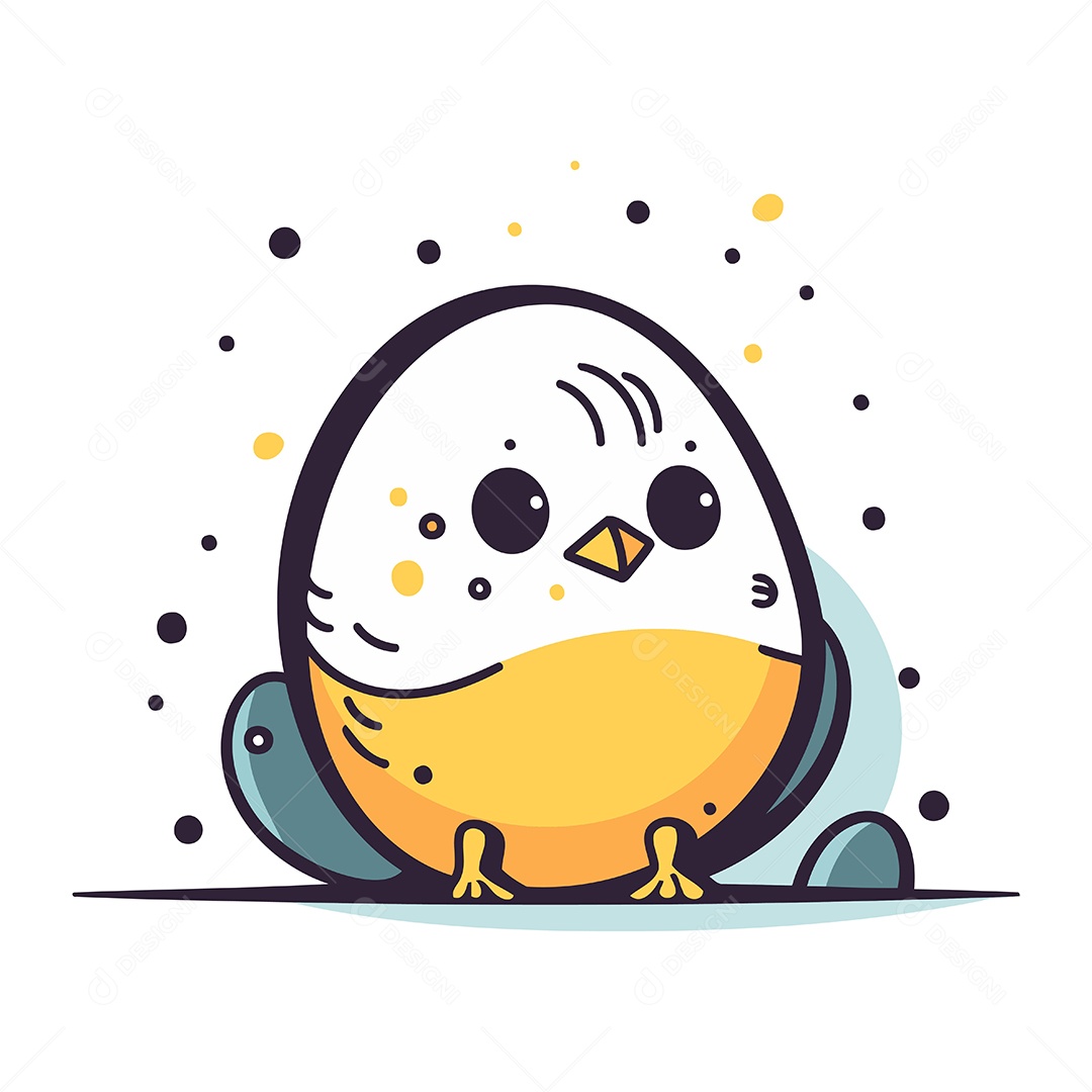 Pintinho Fofo de Desenho Animado Ilustração Vetor EPS