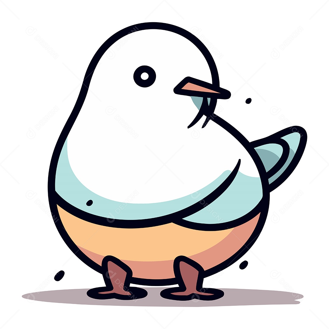 Pássaro Fofo de Desenho Animado Ilustração Vetor EPS