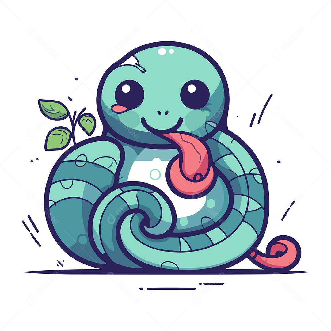 Cobra Fofa de Desenho Animado Ilustração Vetor EPS