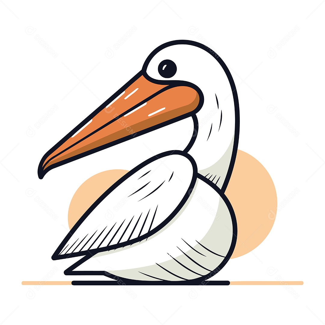 Pelicano de Desenho Animado Ilustração Vetor EPS