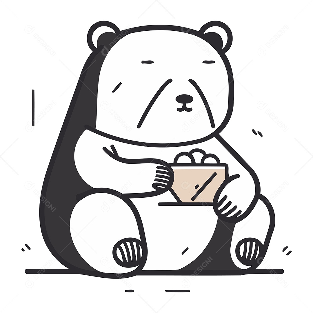 Urso Polar com uma Xícara Ilustração Vetor EPS