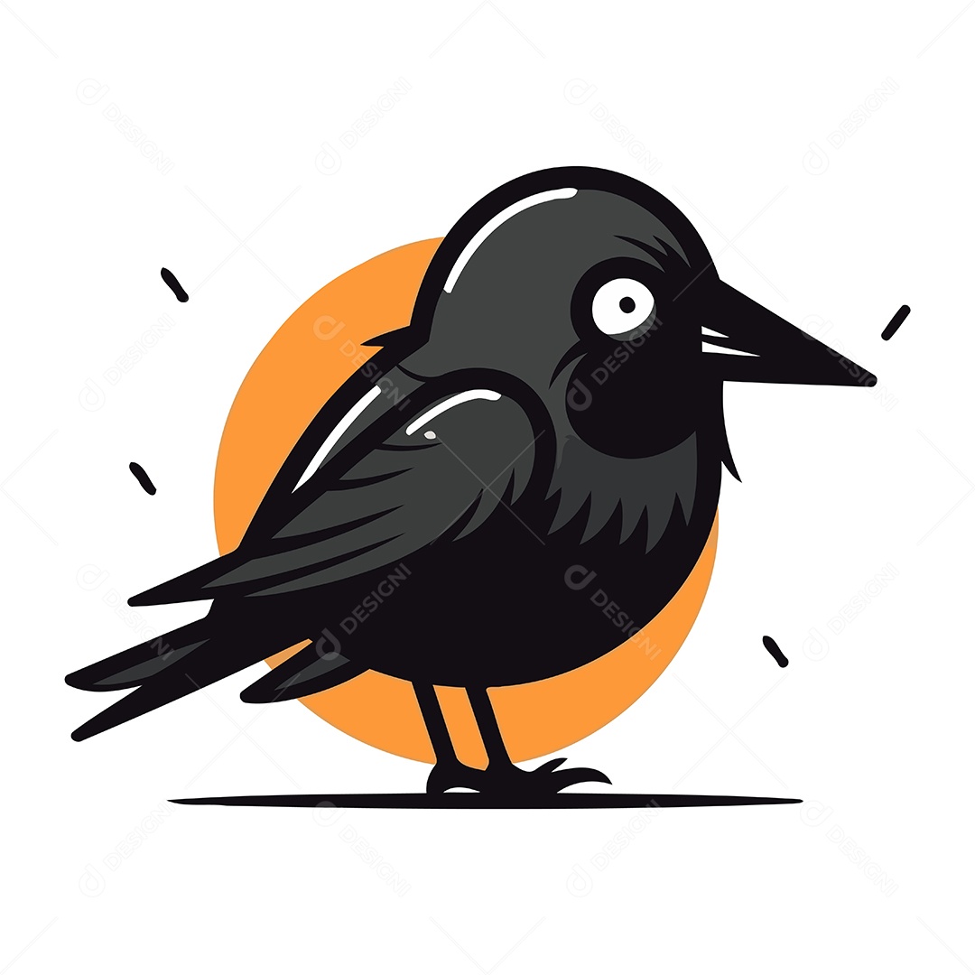 Corvo de Desenho Animado Ilustração Vetor EPS