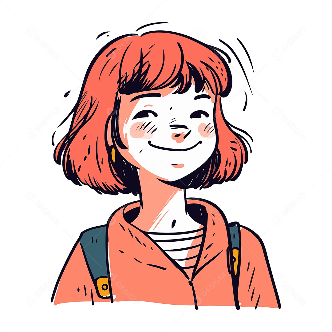 Jovem Ruiva de Desenho Animado Ilustração Vetor EPS