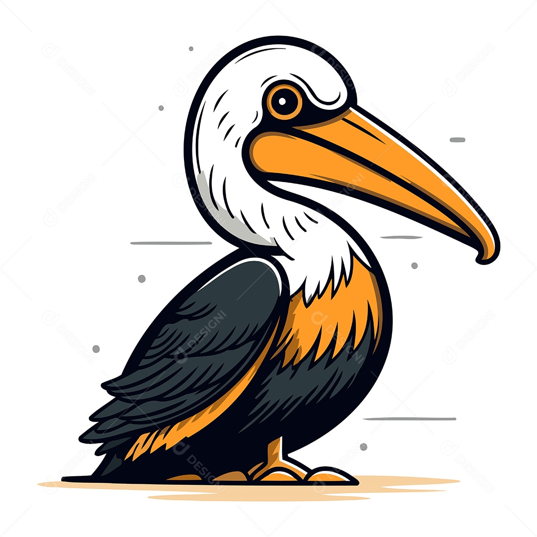 Pelicano de Desenho Animado Ilustração Vetor EPS
